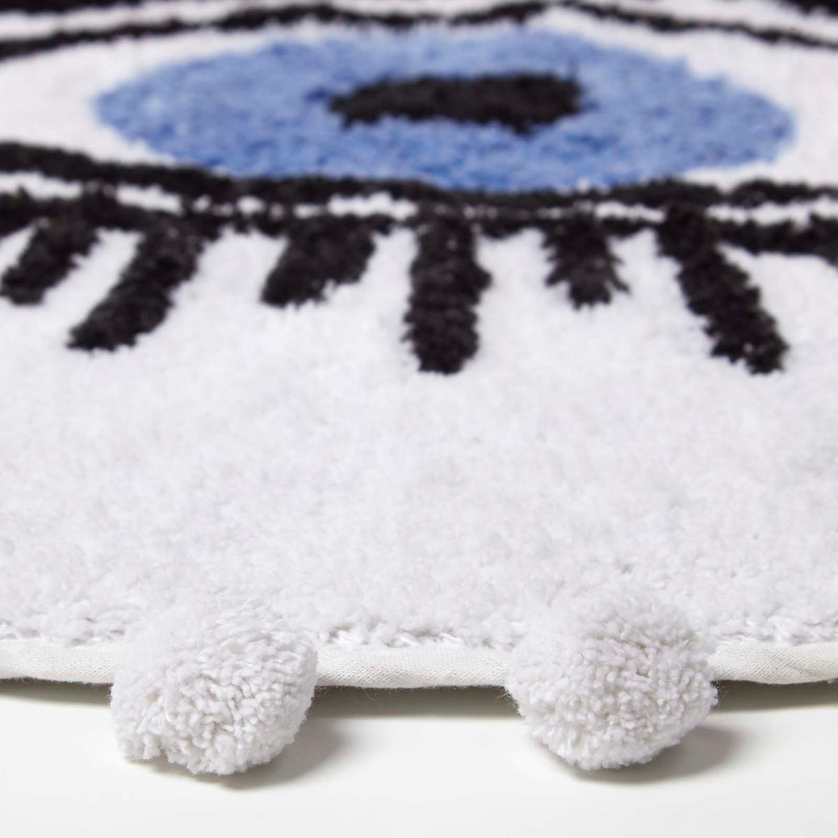 BADEMATTE Eye See You rund 60 cm, Baumwolle - Weiß, Textil (60/60cm) - Homescapes