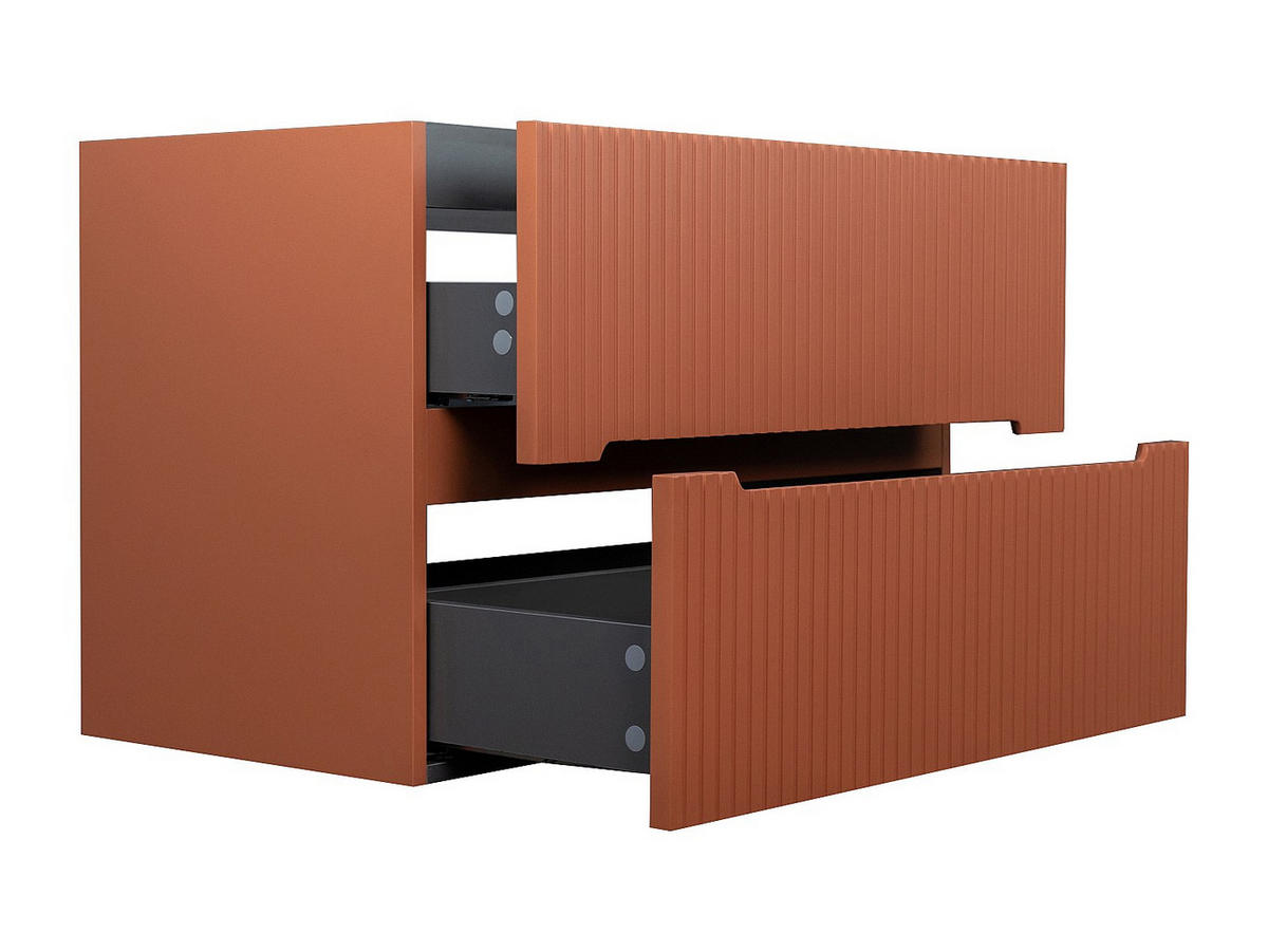 WASCHBECKENUNTERSCHRANK - 80cm x 45.5cm - MDF - terracotta - PAVANI - Braun, Holz (80/55/45.5cm) - Vente-Unique