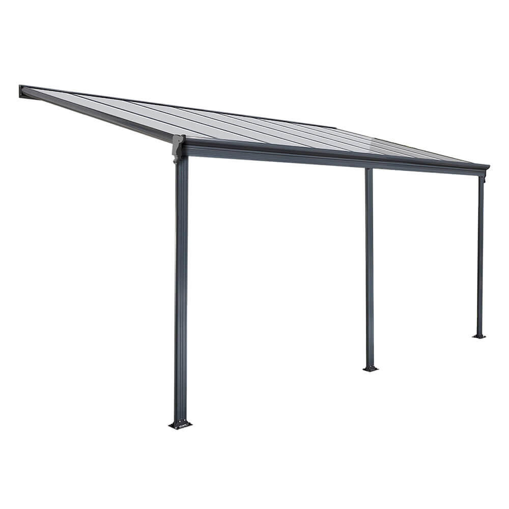 TERRASSENÜBERDACHUNG SOLIS - Farbe: Grau, Größe: 435 / 442 x 300 / 303 x 278 / 226 cm - Grau, Kunststoff (434/278/303cm) - Home Deluxe