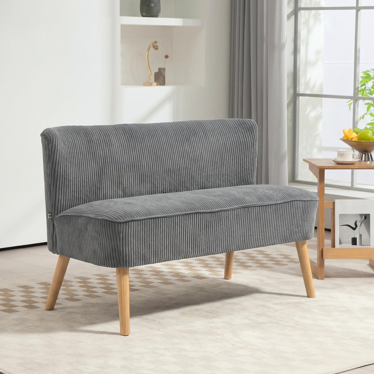 2-SITZER Sofa Grau 117.0/56.5/77.0 cm - Grau, Holz (56.5/77/117cm)