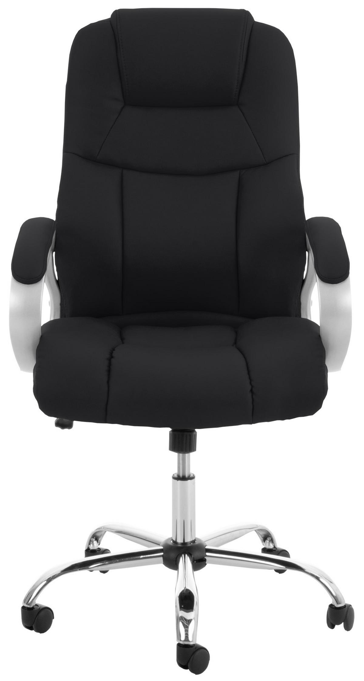 CHEFSESSEL Lederlook Schwarz - Chromfarben/Schwarz, Textil/Metall (66/113/70cm) - CLP