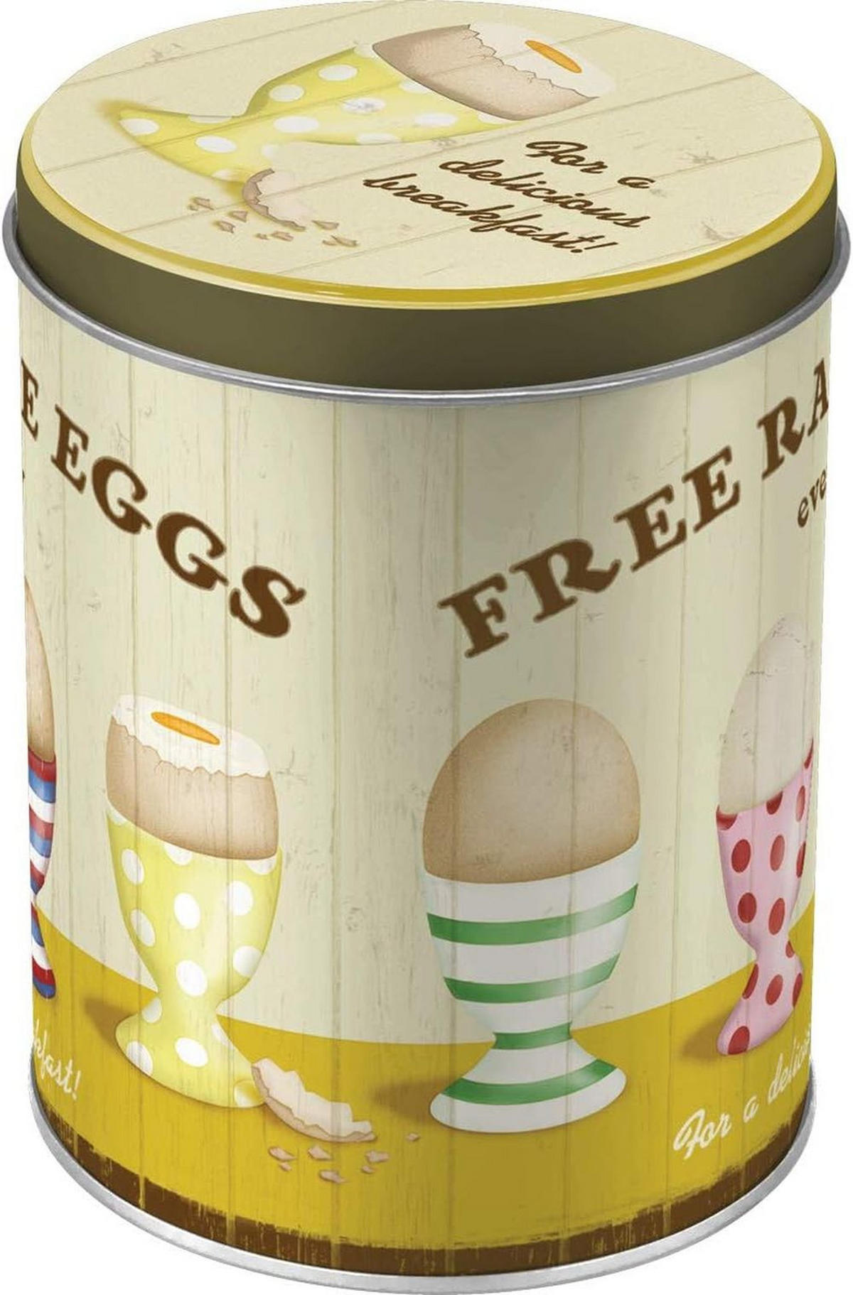 VORRATSDOSE rund Free Range Eggs - Currygelb/Creme, Metall (10/13/10cm) - Nostalgic-Art