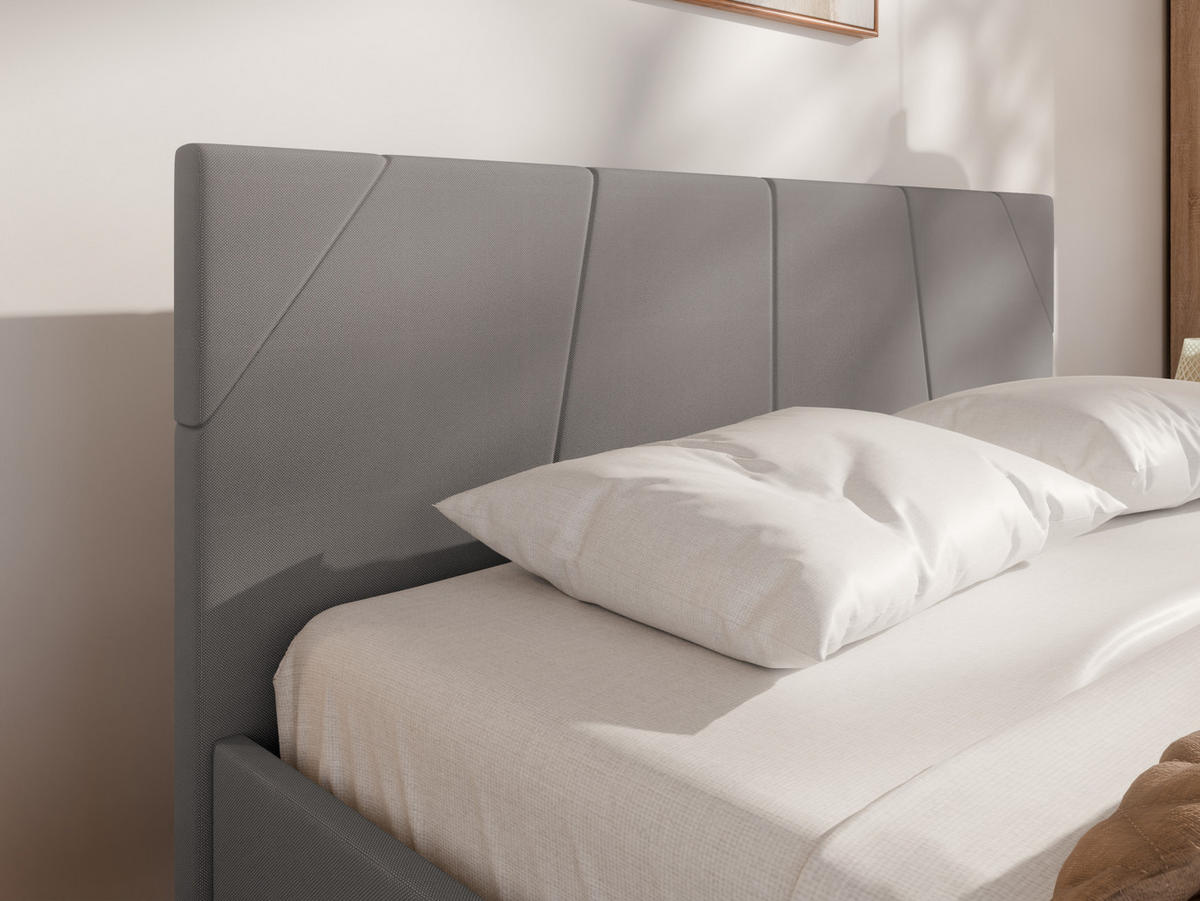 POLSTERBETT ALMORE 140x200cm Elegantes Polsterbett für modernen Wohnstil , Taschenfederkernmatratze LIORA(19cm), stahl - Dunkelgrau, Holz (140/200cm) - Panda Möbel