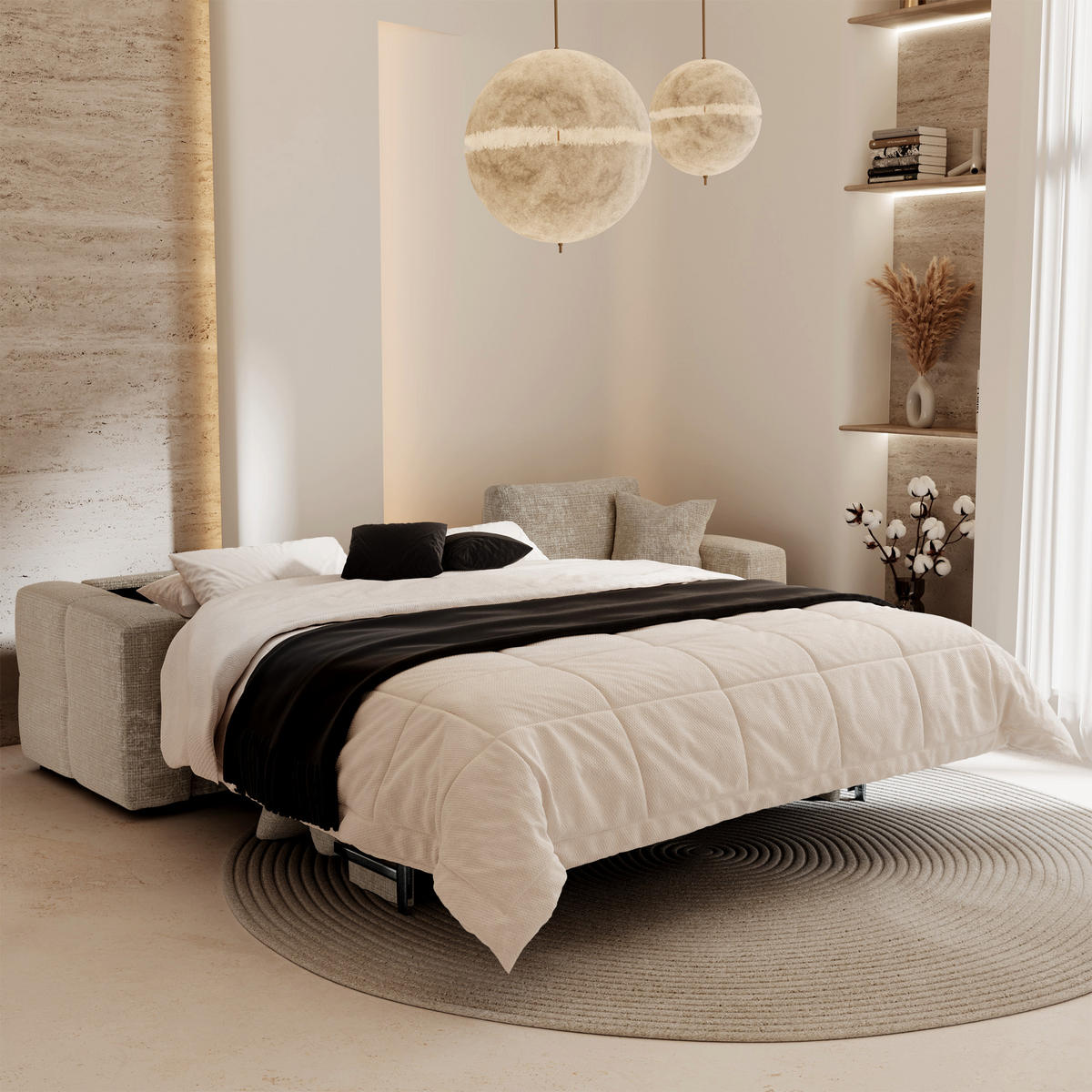ECKSOFA rechtwinklig VIBE Geprägter Samt Beige 286cm - Beige, Textil (286/165cm) - Premium Interiors