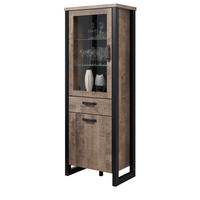 VITRINE Eiche Tabak, schwarz 70 x 195 cm, Vitrinenschrank für Wohn- und Esszimmer - Eichefarben/Schwarz, Glas/Holzwerkstoff (70/195/45cm) - Top.Furn