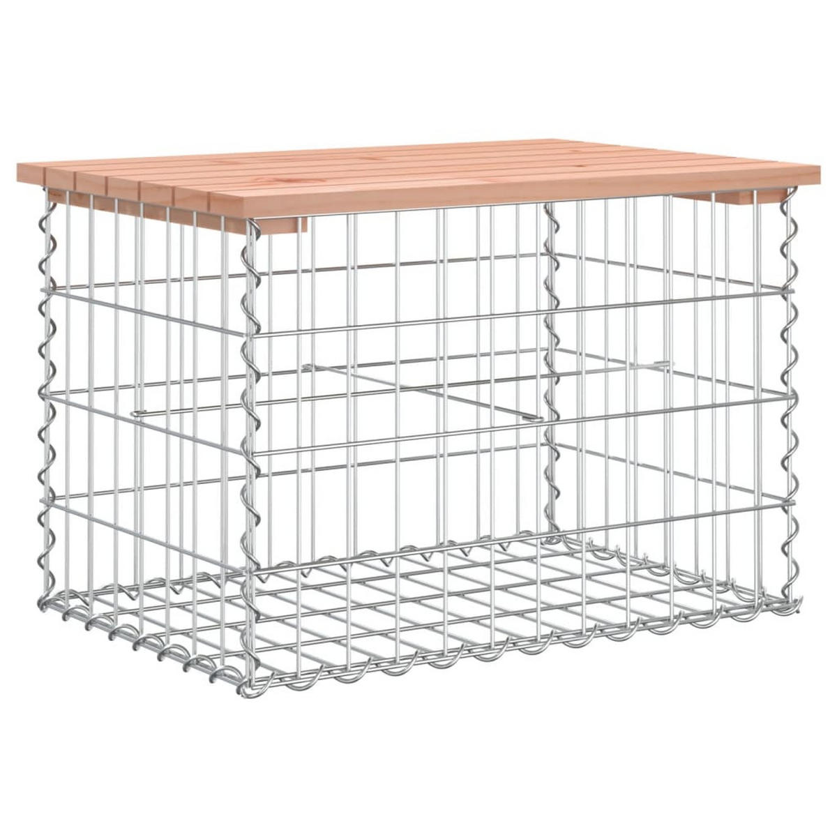 GARTENBANK Gabionen BIKS aus Stahl | 63x44x42cm Massivholz Douglasie - Rotbraun, Metall (63/42/44cm) - DELUKE