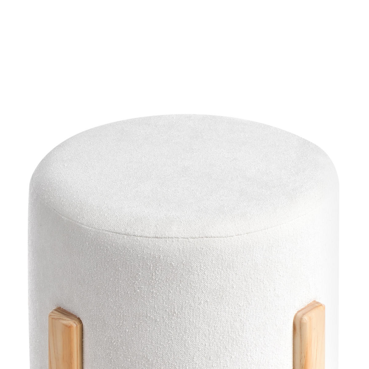 POUF Cremeweiß Terry - Weiß/Braun, Textil (53/43/53cm) - Beliani