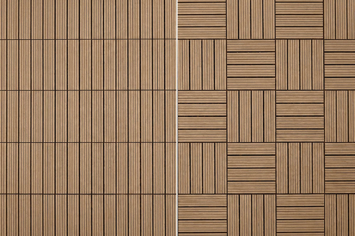 30ER-SET Terrassenplatten aus SERRA-Verbundwerkstoff in Teakoptik mit Rillen, 30 x 30 cm - Teakfarben, Holzwerkstoff (30/30/2cm) - Casanoov