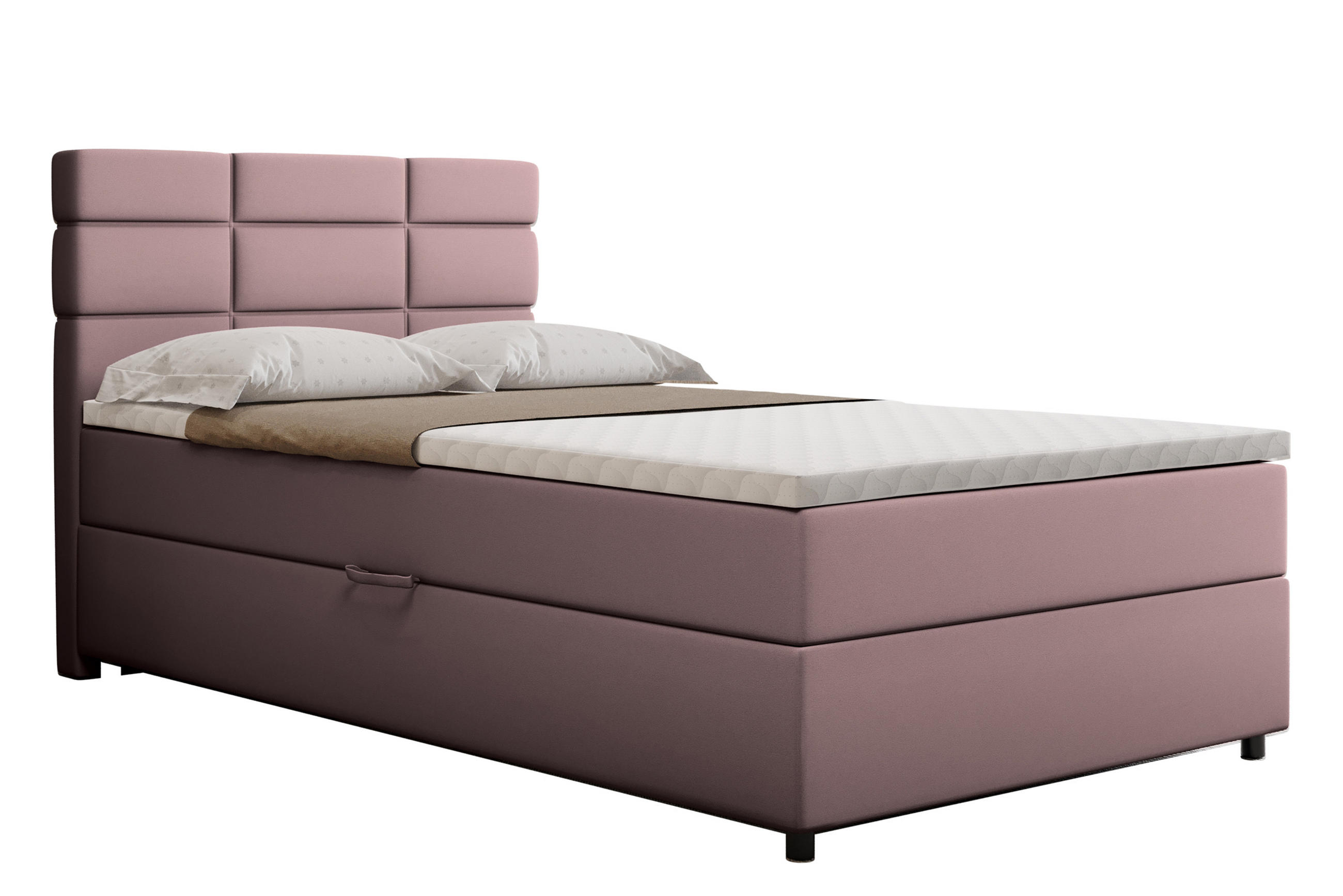 BOXBETT Reve 120 x 200 cm mit Bettkasten und Lattenrost ohne matratze - rosa - Rosa, Holz (120/200cm) - Homesy
