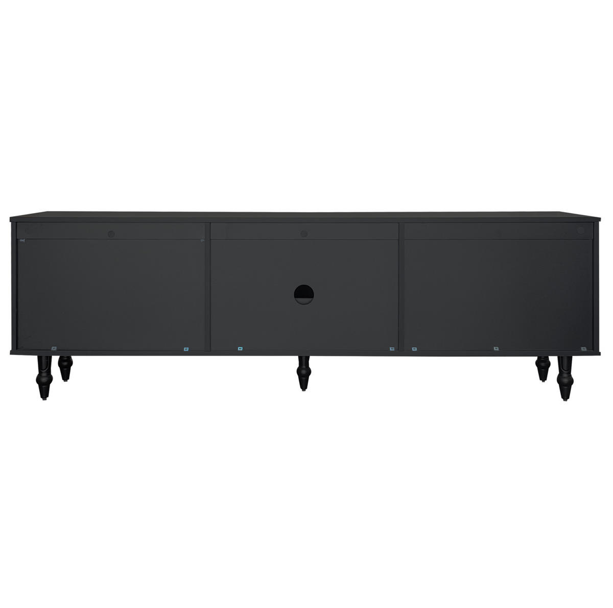 TV-LOWBOARD aus Spanplatte 175x38x55 cm Schwarz mit Riffelglastüren und Schubladen - Schwarz, Holzwerkstoff (175/55.5/38cm) - IVMEU