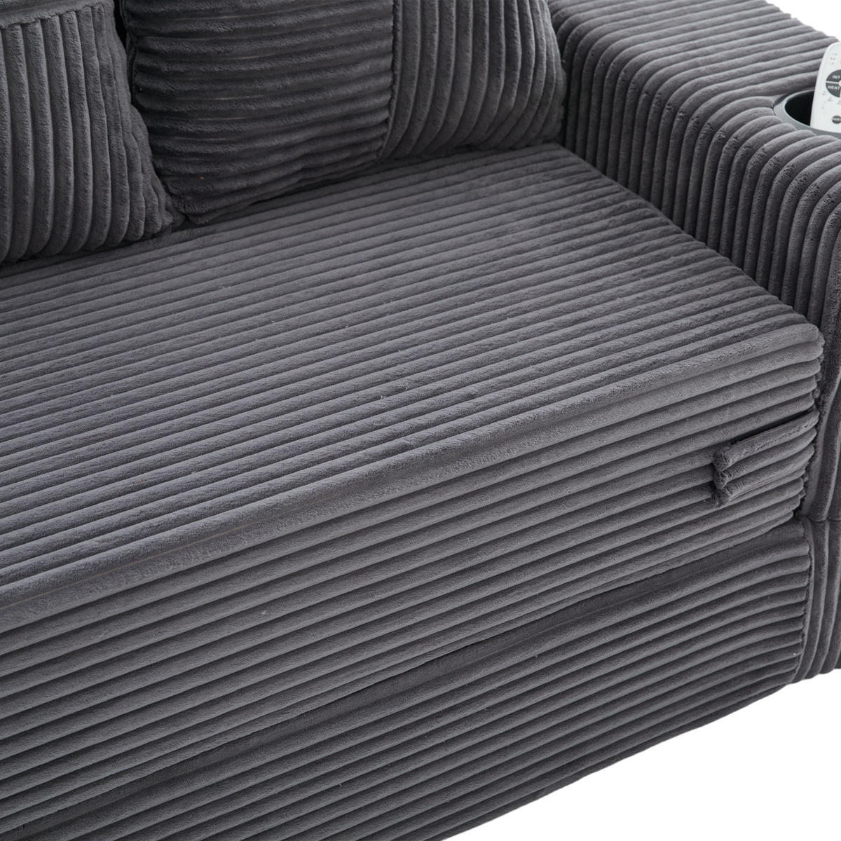 SCHLAFSOFA Modular mit Getränkehaltern und Seitentaschen, DE-42913, Grau - Grau, Textil (172/64/87cm) - ComfortXL