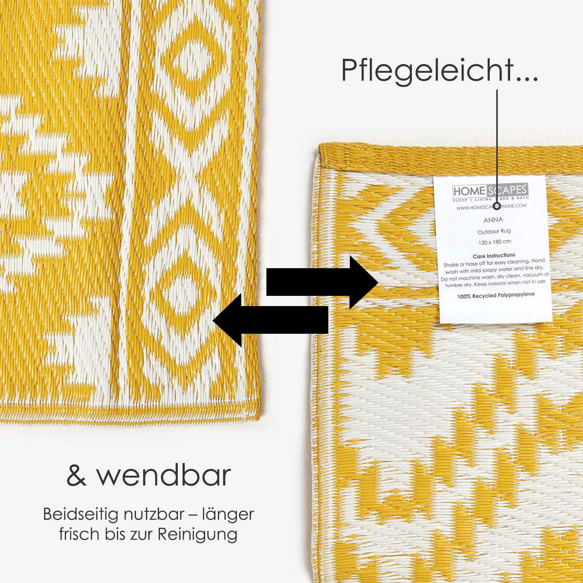OUTDOORTEPPICH Anna mit Ethno-Muster 120/180 cm - Gelb, Kunststoff (120/180cm) - Homescapes