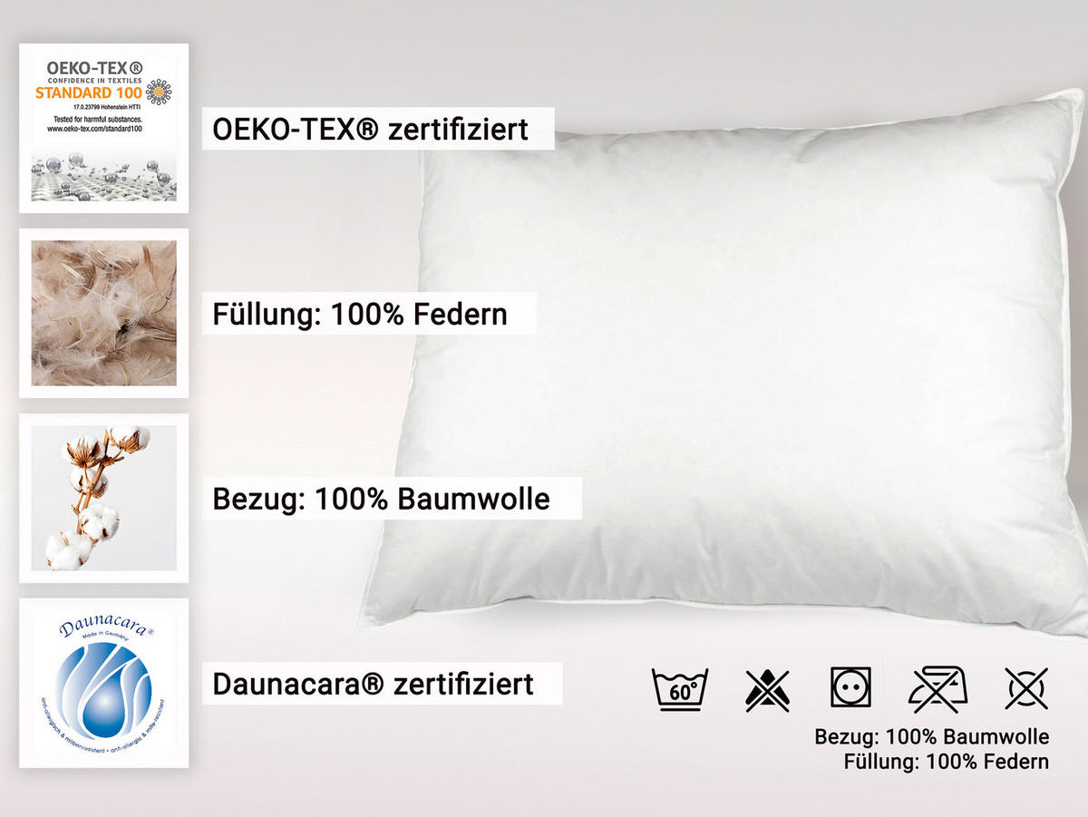 KISSEN, 60x80 cm, 100% Federn, Weiß - Weiß, Textil (60/80cm) - Zollner