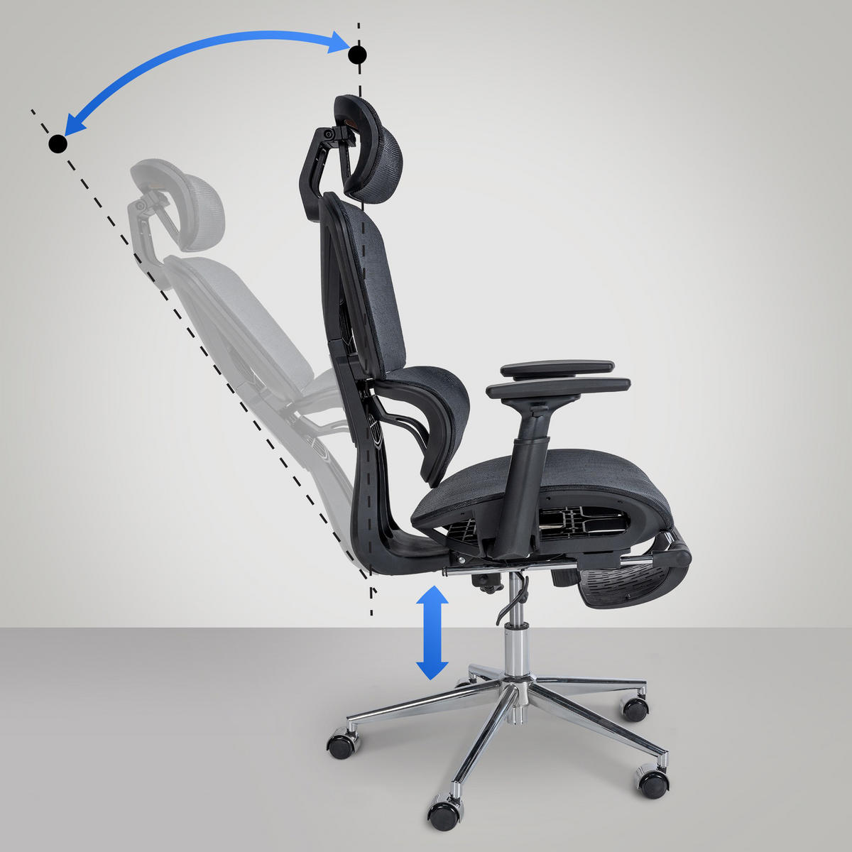 BÜROSTUHL Orionyx schwarz - Chromfarben/Schwarz, Kunststoff/Metall (65/130/68cm) - TPFLiving