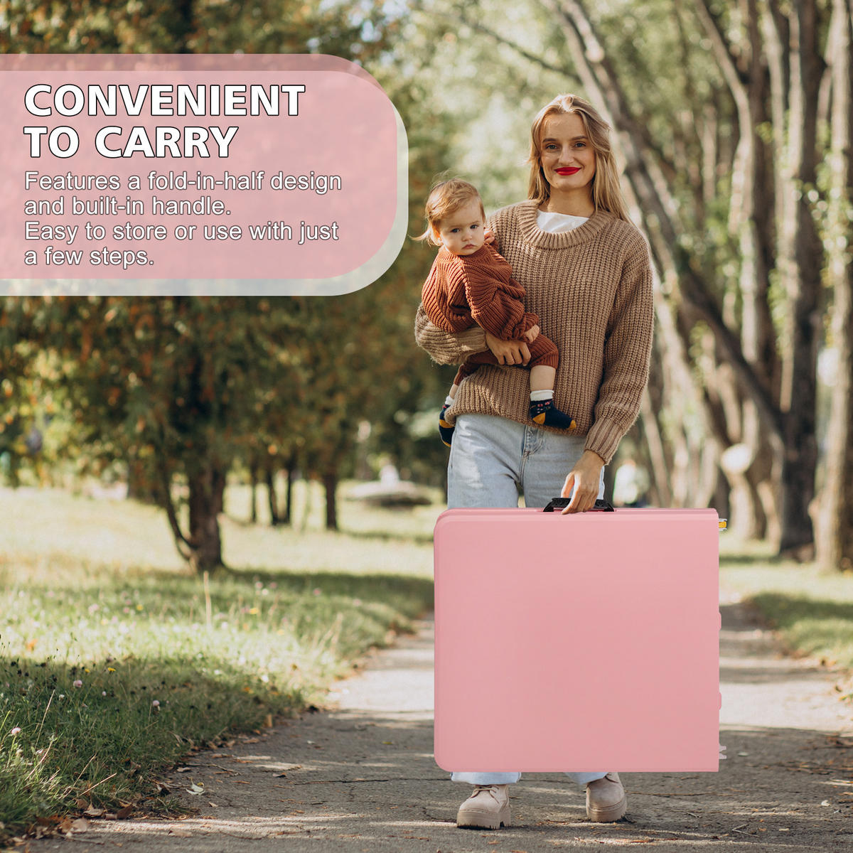 GARTENKLAPPTISCH Klappbarer Multifunktionstisch 125/61/58-74 cm - Pink, Kunststoff (125/61/74cm) - ComfortXL