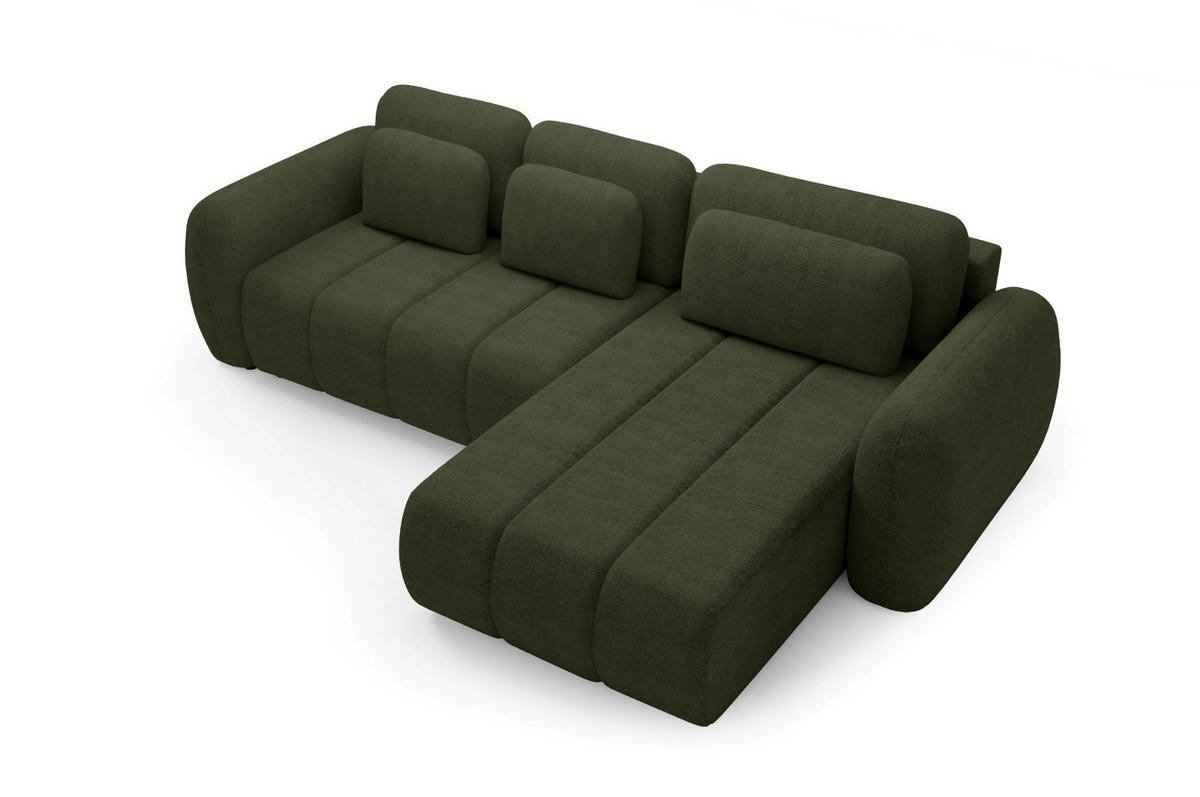ECKSOFA mit Schlaffunktion Premium Grün - Schwarz/Grün, Holz/Holzwerkstoff (304/190cm) - Furnisell