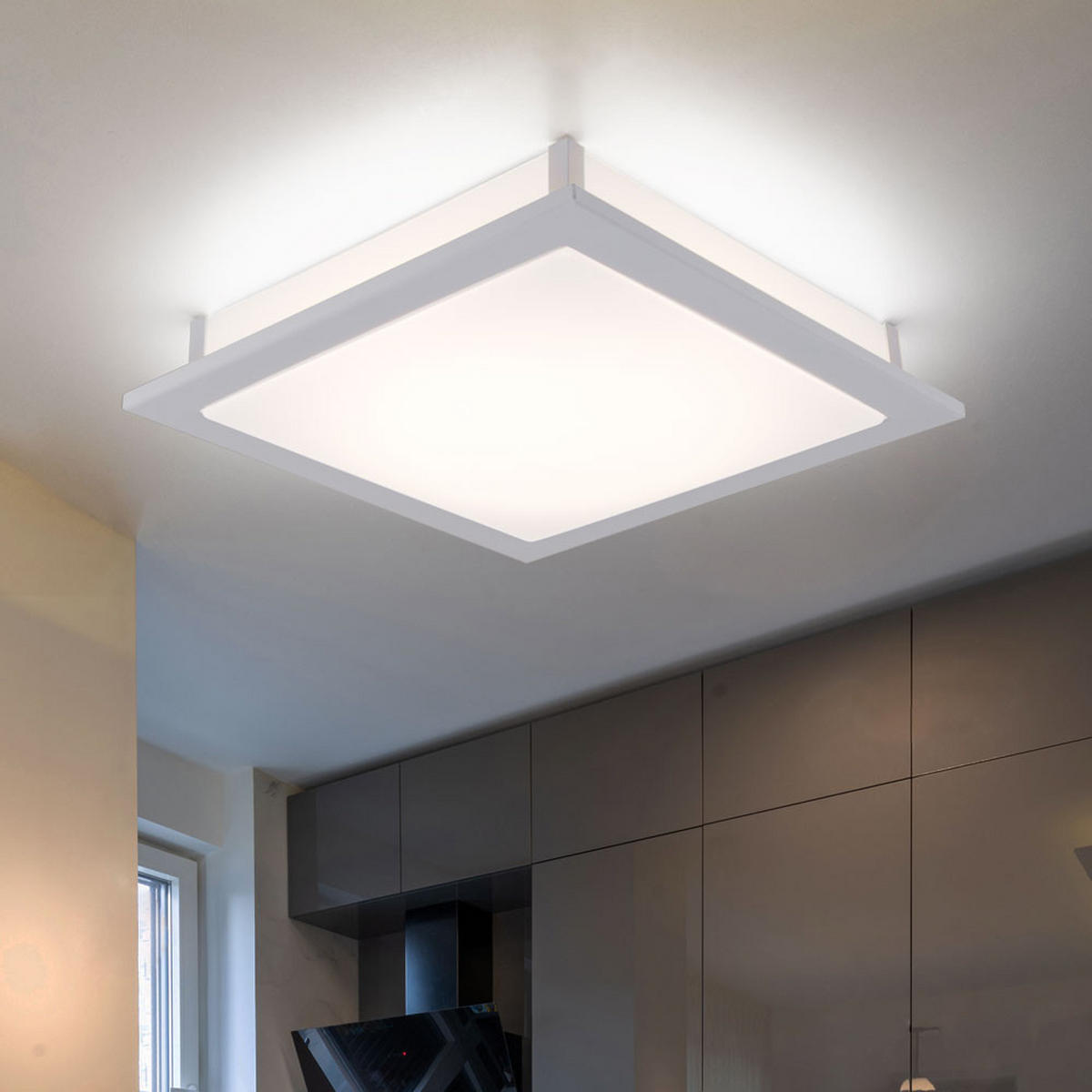 LED DECKENLEUCHTE Stahl Weiß - Weiß, Glas (38.5/38.5/6.5cm)