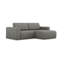 ECKSOFA Rechts Strukturstoff Stoff Grau - Dunkelgrau/Schwarz, Kunststoff/Textil (224/167cm) - Makamii