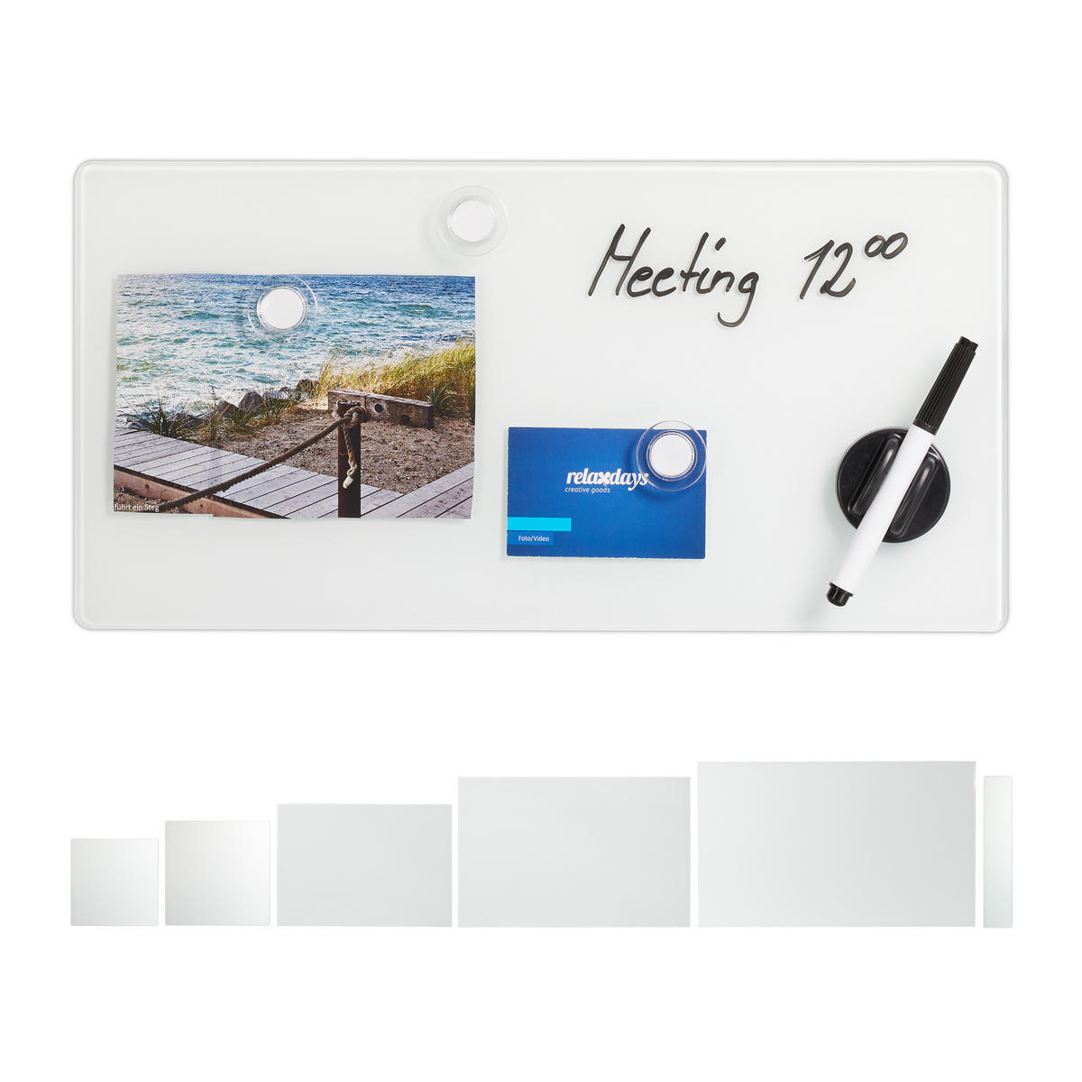 GLAS-MAGNETBOARD - Weiß, Glas/Metall (40/20/0.4cm) - Relaxdays