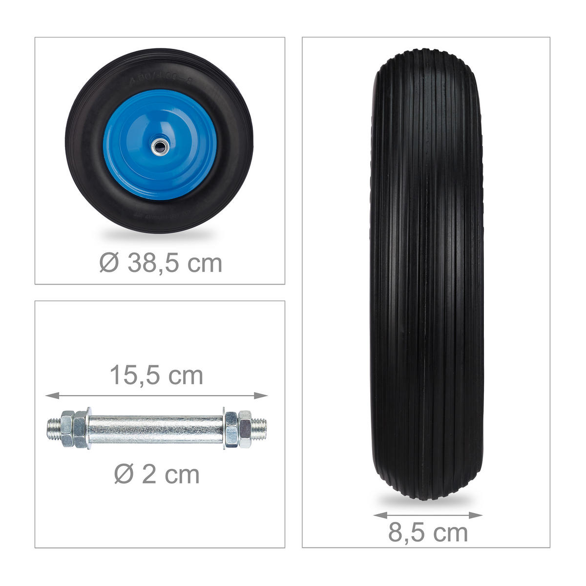 SCHUBKARRENRAD - Multicolor, Kunststoff/Metall (38.5/8.5/38.5cm) - Relaxdays