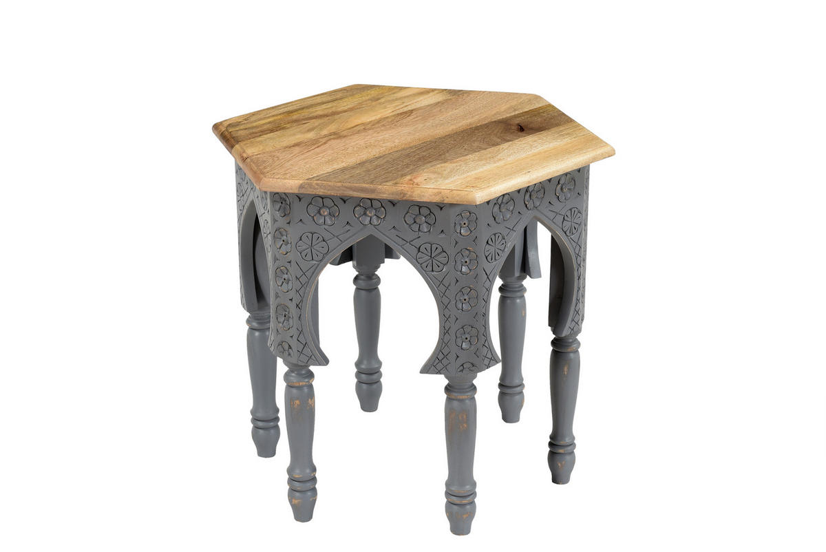 BEISTELLTISCH Fritz Mangoholz Braun-Grau 45x45x45cm - Braun, Holz (45/45/45cm) - DELUKE