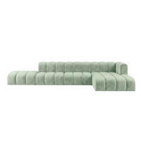 ECKSOFA Modulares In L-Form Mit Hocker, Velvet-Stoff Riviera, Mintz, Rechts, GRAND - Mintgrün, Holz (386/179cm) - Kaiser Möbel