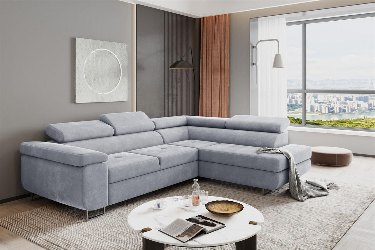 ECKSOFA Jade Mit Schlaffunktion - Hellgrau, Holzwerkstoff/Textil (275/202cm) - Fun Möbel