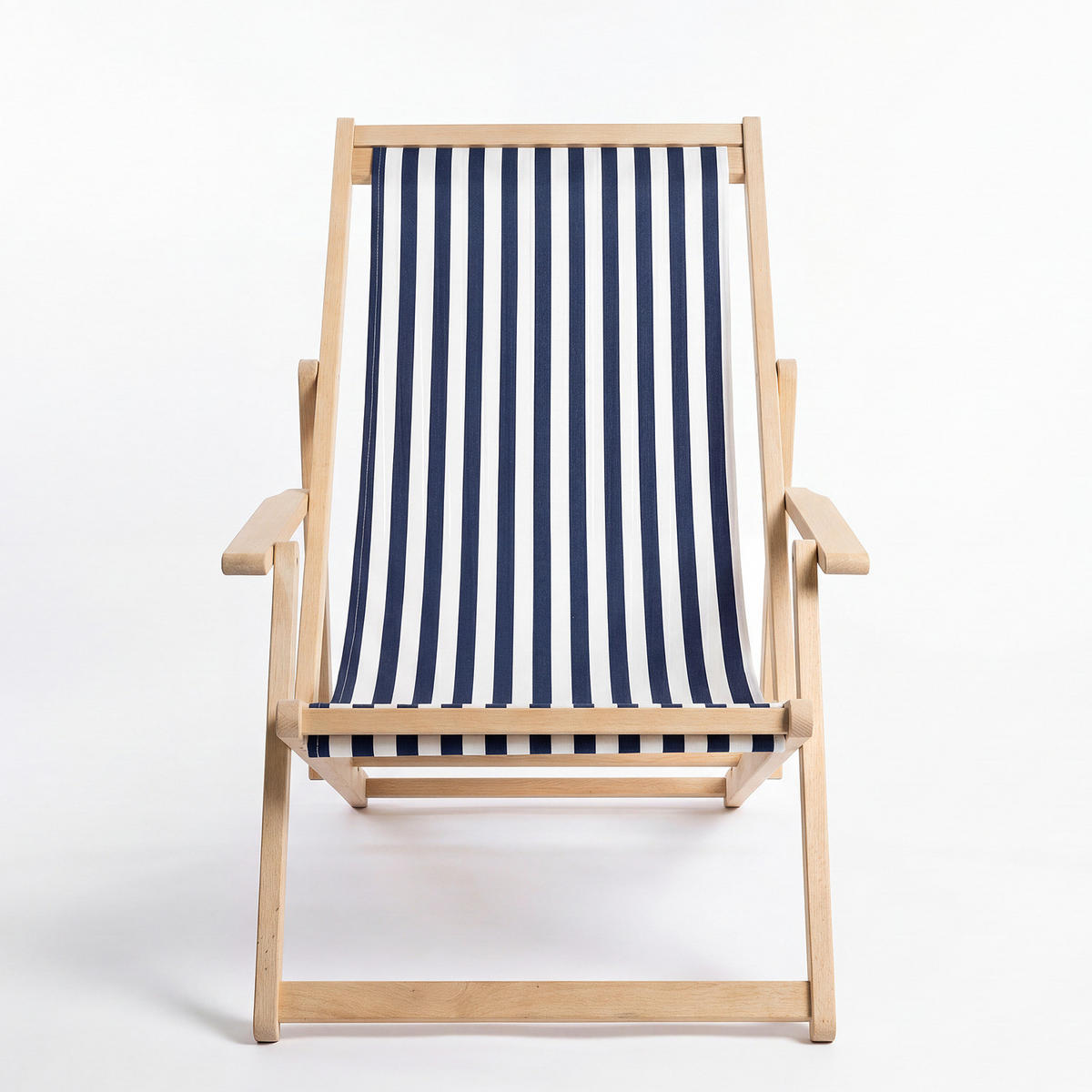 LIEGESTUHL - Akazie massiv / Webstoff - Blau, Holz/Textil (63/88/102cm) - home24