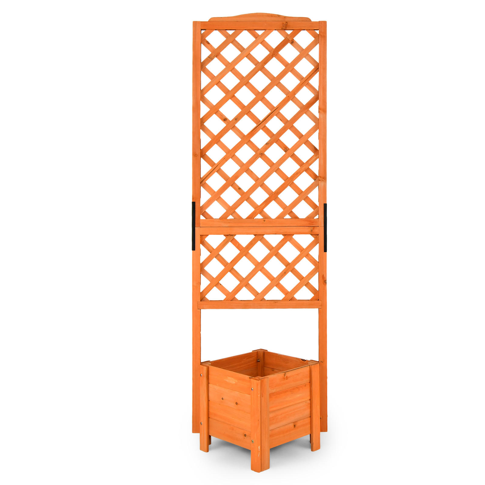 BLUMENKASTEN mit Rankgitter Orange - Orange, Holz (52/180/55cm) - COSTWAY