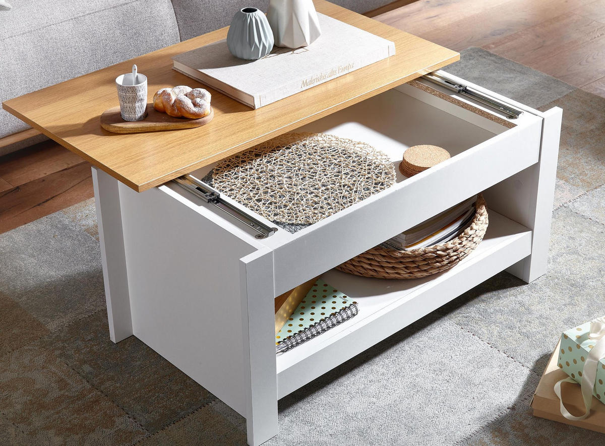 SOFATISCH eckig GREGA Wohnzimmertisch - Weiß, Holzwerkstoff (85/47/45cm) - tinkaro