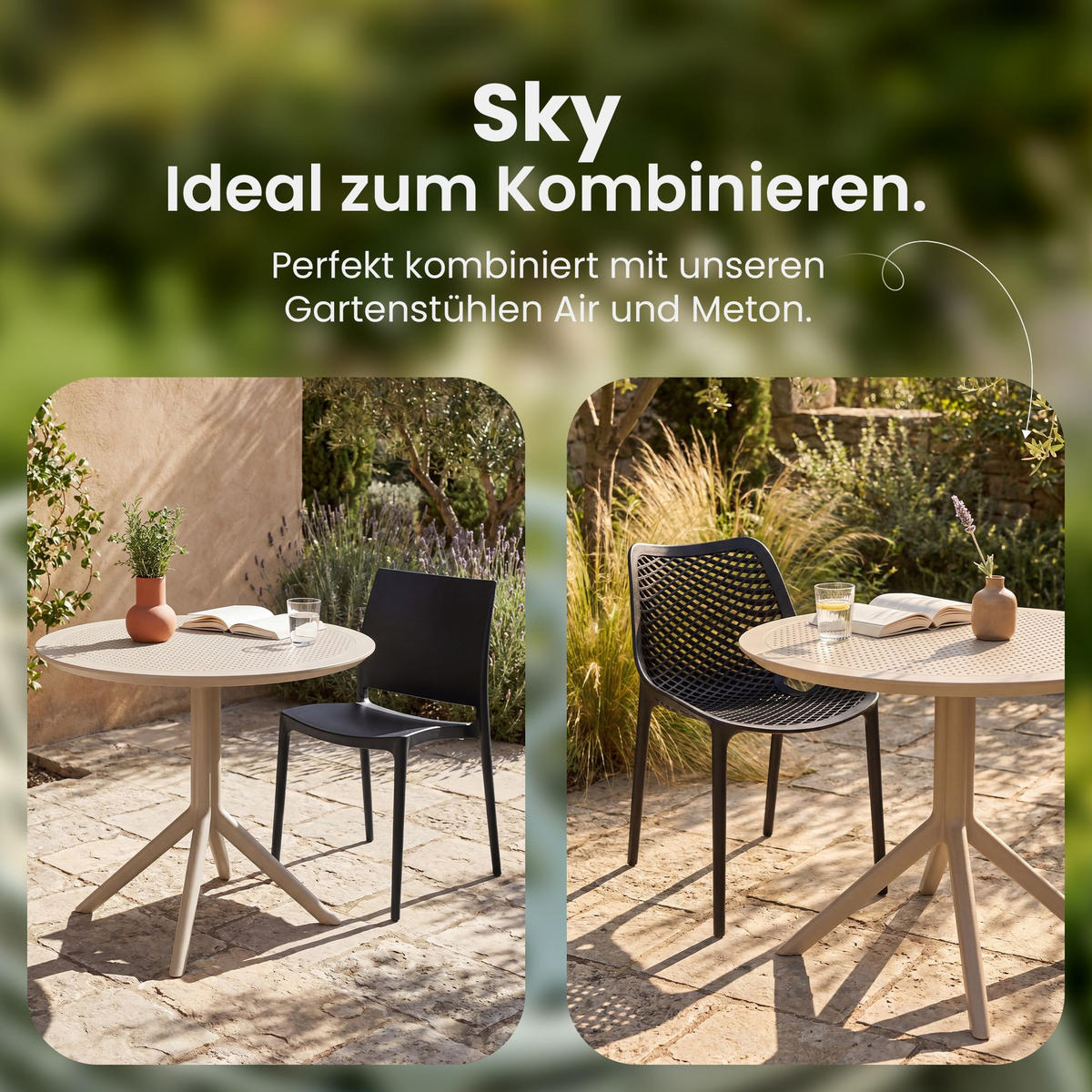 GARTENTISCH rund Ø105 cm Kunststoff Taupe - Taupe, Kunststoff (105/105/74cm) - CLP
