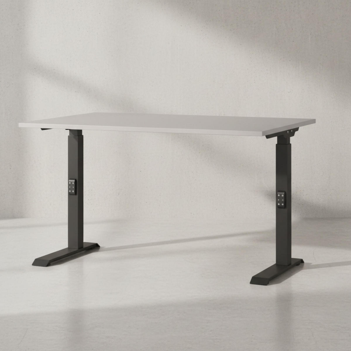 SCHREIBTISCH höheneinstellbar "Stuttgart" 68-91cm Kaschmir/Schwarz 120x80cm, C-Fuß - Beige, Holzwerkstoff/Metall (80/120/91cm) - KADIMA DESIGN