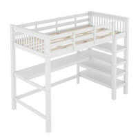 HOCHBETT 90/200 cm DE-04406, mit Schreibtisch und Ablagefächern in Weiß - Weiß, Holz/Holzwerkstoff (90/200cm) - ComfortXL