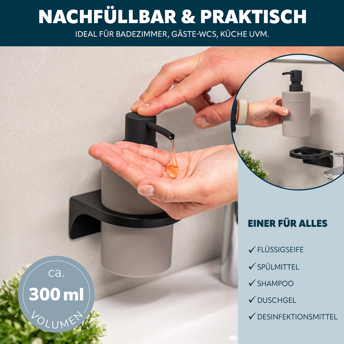 BADACCESSOIRESET SAVONA Softtouch (2er-Set) - Taupe, Kunststoff (7/16/9cm) - bremermann