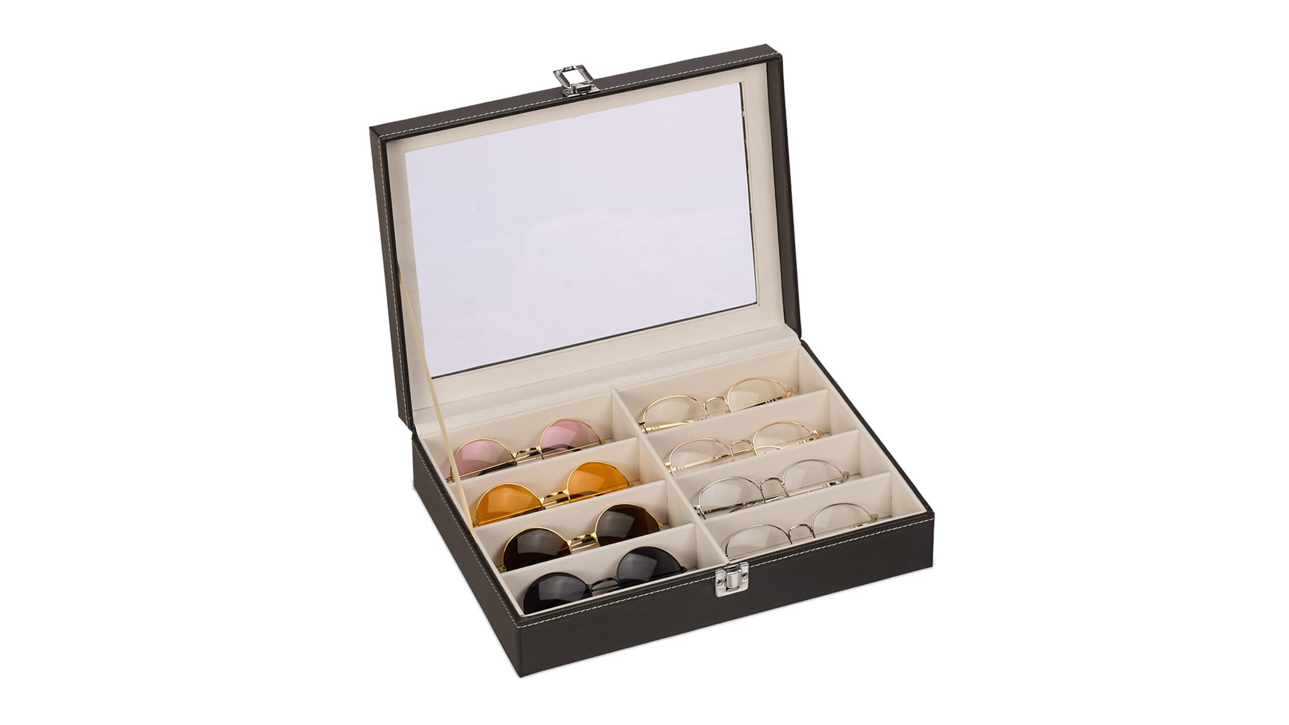 BRILLENBOX - Multicolor, Glas/Holzwerkstoff (33.5/8.5/24.5cm) - Relaxdays