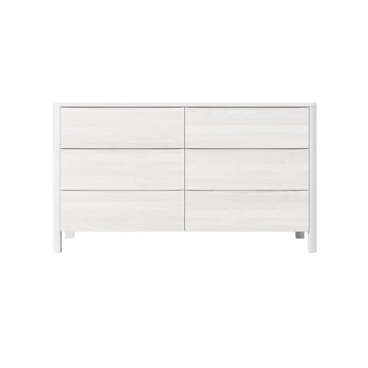 HOLZKOMMODE Modena Low 150, Weiß - Weiß, Holz/Buchenholz (150.5/91.5/45cm) - Visby