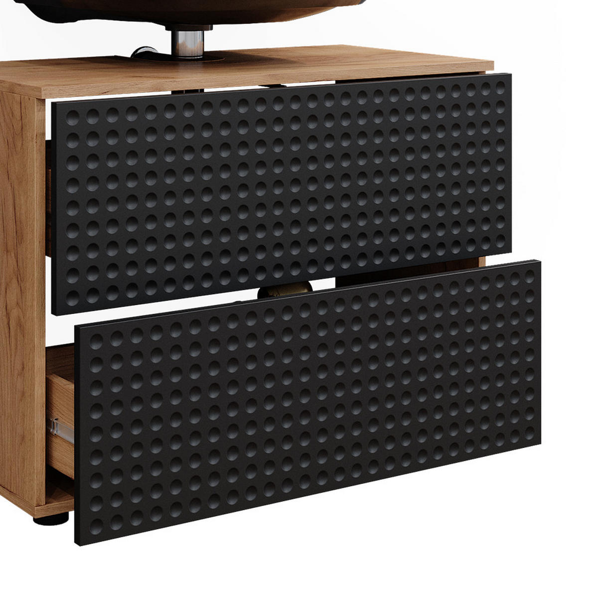 WASCHBECKENUNTERSCHRANK Irma Anthrazit gepunktet 80 cm mit 2 Schubladen - Anthrazit, Holzwerkstoff (80/58.6/41cm) - Vicco