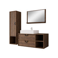 BADMÖBEL-SET 14 - Goldfarben/Nussbaumfarben, Holzwerkstoff/Metall (35/133/34cm) - MIRJAN24