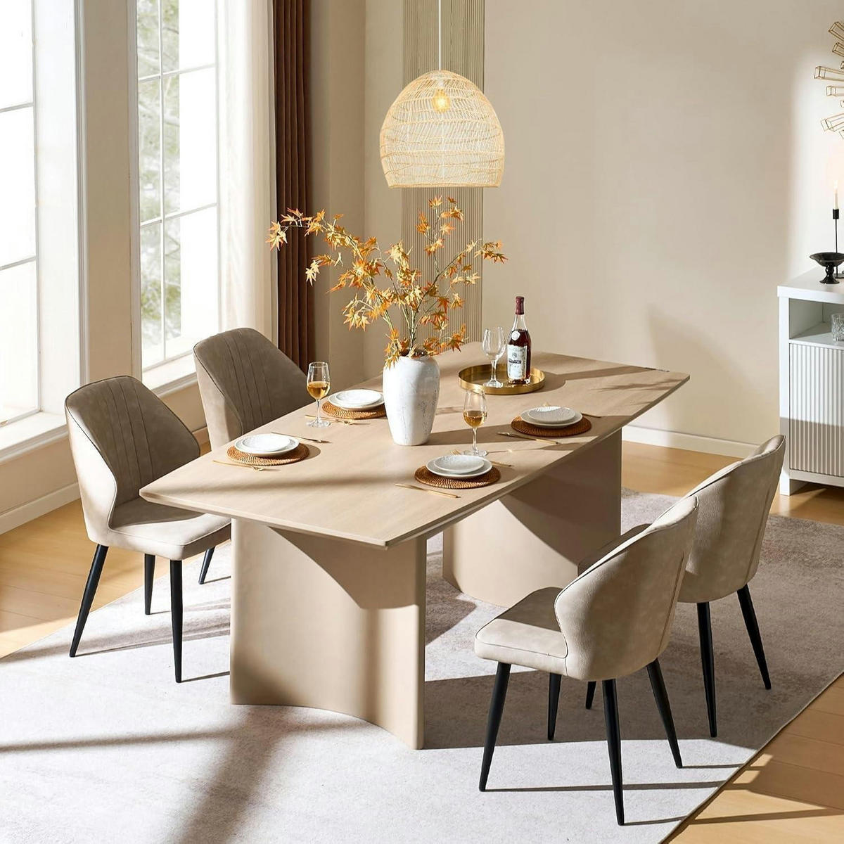 ESSZIMMERSTÜHLE 4er Set Retro Kunstleder, gepolstert mit Rückenlehne in Beige - Beige, Kunststoff (47/85/44cm)