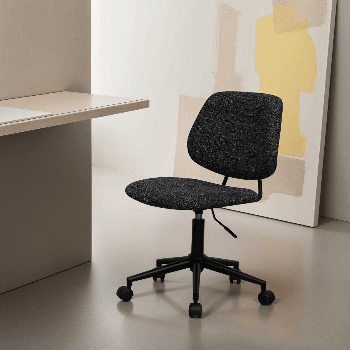 DREHSTUHL höhenverstellbar in Webstoff Schwarz - Schwarz, Textil/Metall (60/82/57cm) - Furnhouse