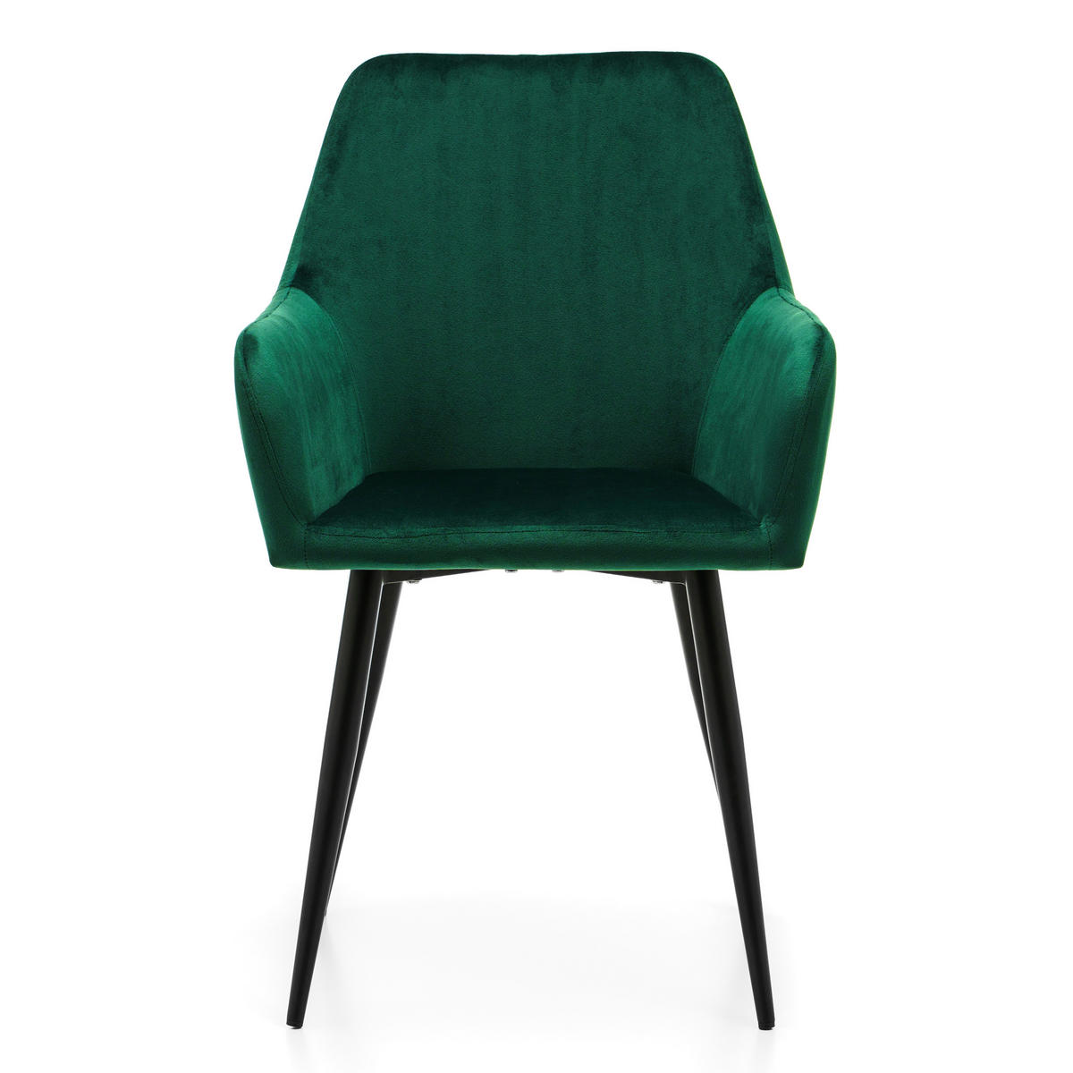 STUHL IVO gepolstert - grün - Samt Velours - Schwarz/Grün, Textil/Metall (55/88/54cm) - NEW HOME