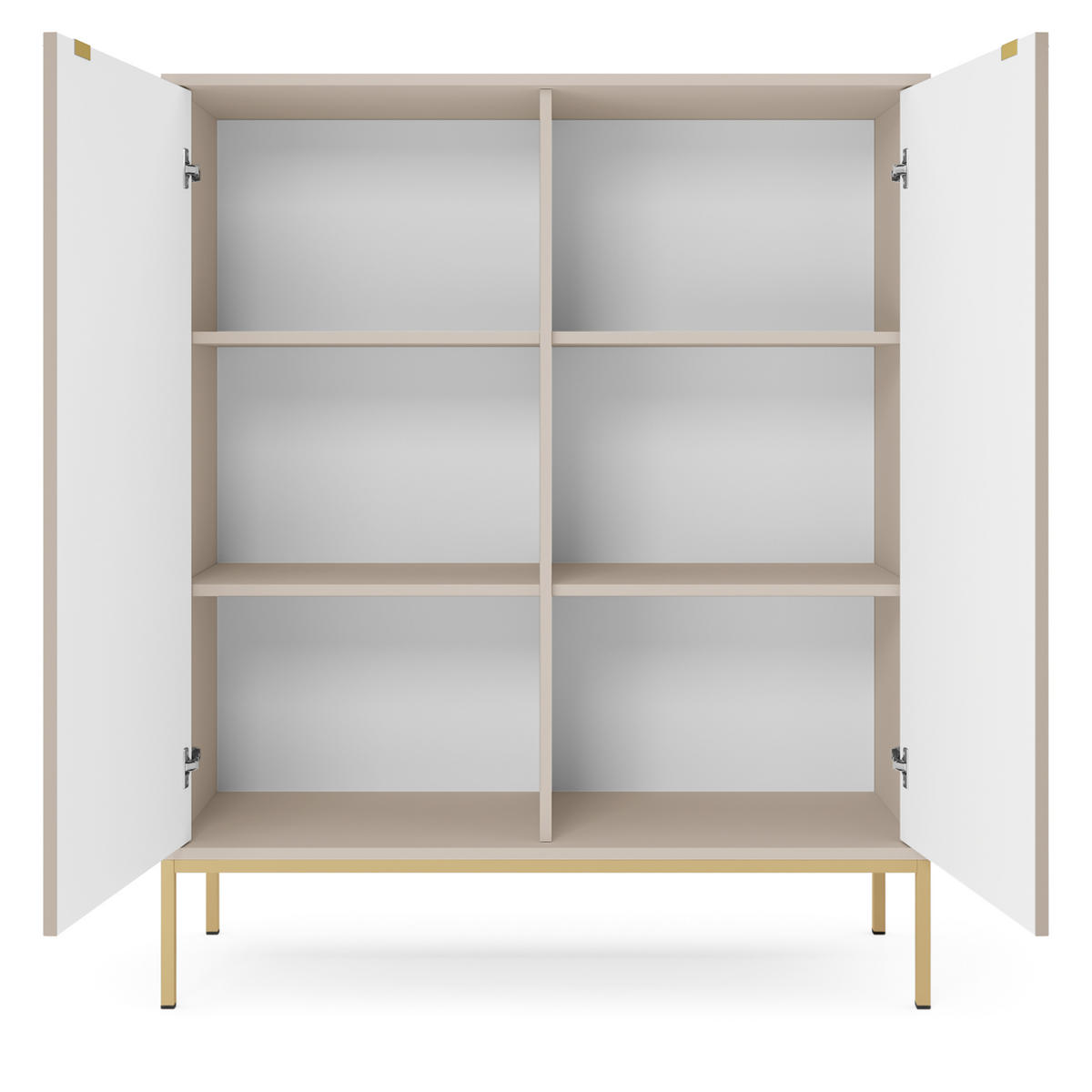 HIGHBOARD STELLARE 104/125/39cm 2 Türen Kaschmir - Kaschmir/Goldfarben, Holzwerkstoff (104/125/39cm) - MASSENO