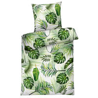 MIKROFASER-BETTWÄSCHE 135x200 Super softer Bettbezug aus 100% Polyester, Blätter Grün Weiß - Grün, Textil (135/200cm) - Carpe Sonno