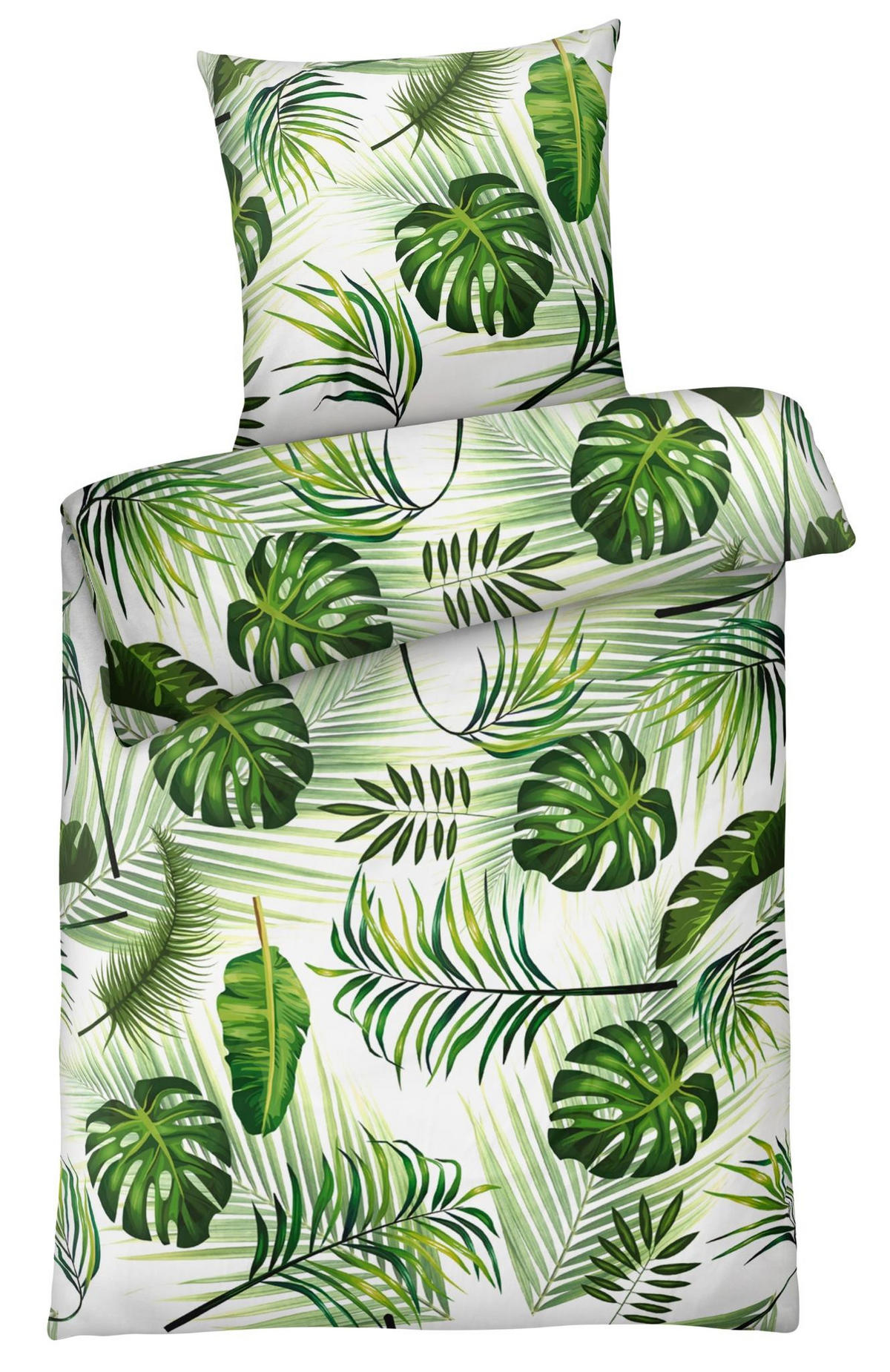 MIKROFASER-BETTWÄSCHE 135x200 Super softer Bettbezug aus 100% Polyester, Blätter Grün Weiß - Grün, Textil (135/200cm) - Carpe Sonno
