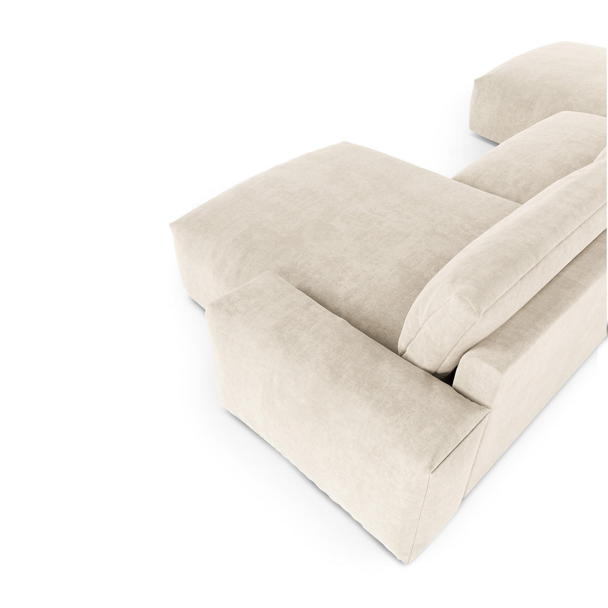 WOHNLANDSCHAFT Samt Creme 420cm - Creme, Textil (420/75/174cm) - Sia Home