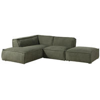 ECKSOFA inkl. Hocker 195x220x79 Polyester grün RAVENNA - Grün, Kunststoff (195/220cm) - Massivmoebel24