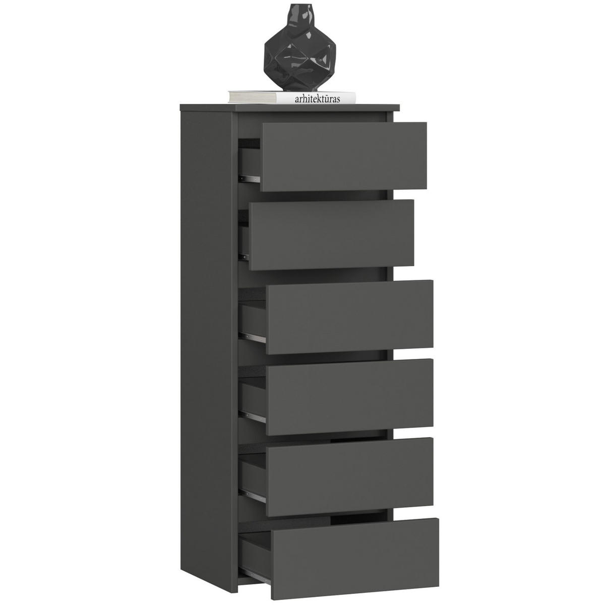 KOMMODE Graphit Grau 109/40/35 - Graphitfarben, Holzwerkstoff (40/109/35cm) - RAUMHIRSCH FURNITURE