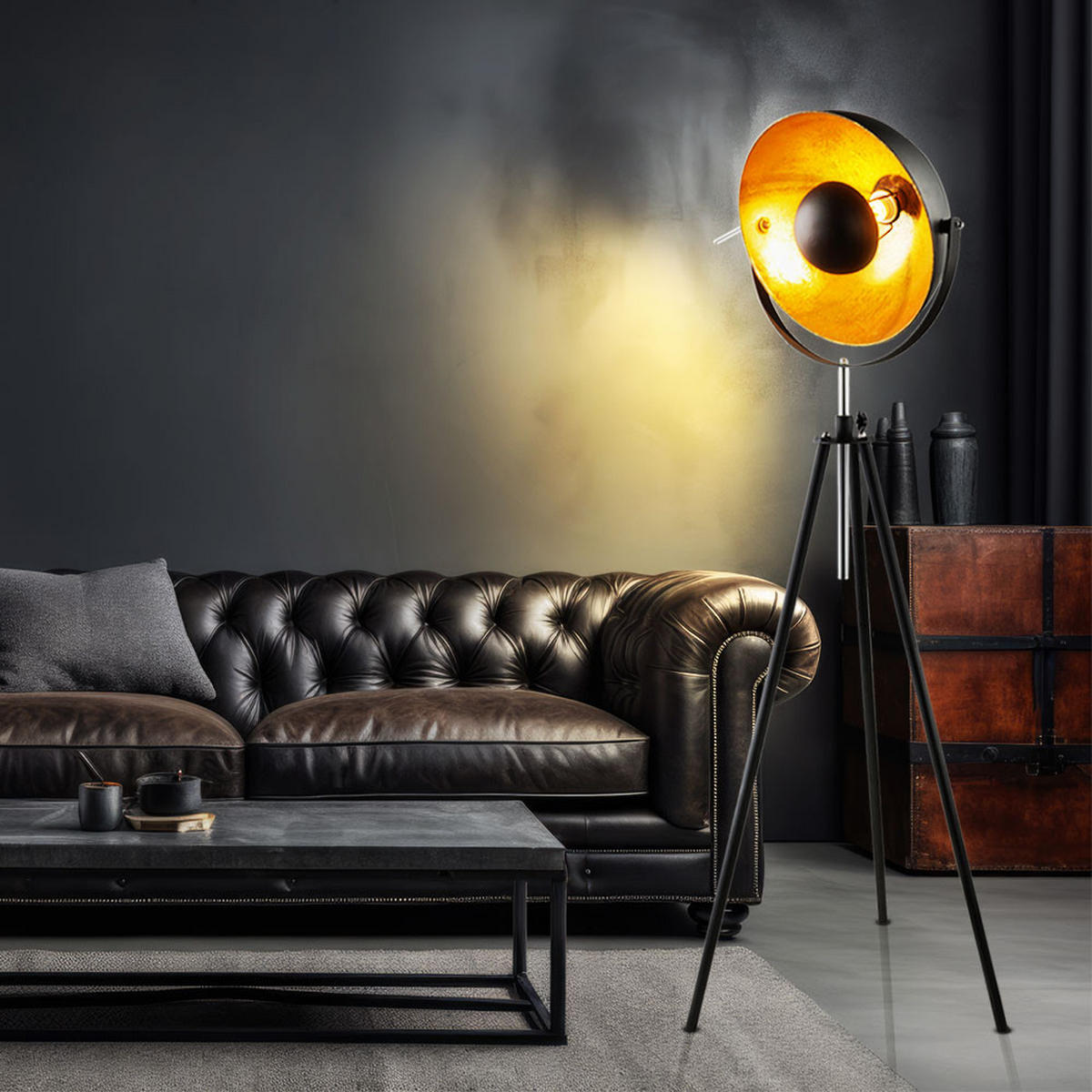 LED STEHLEUCHTE Metall Schwarz Gold - Schwarz, Metall (69/69/179cm) - Globo Lighting