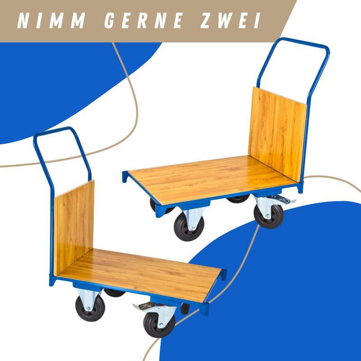 TRANSPORTWAGEN 93x51x95cm Traglast 180kg Lichtblau - Blau, Holz (95/51/93cm) - PROREGAL