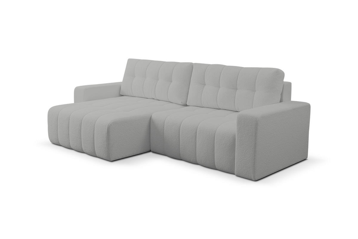 ECKSOFA Palermo mit Schlaffunktion und Bettkasten in Cordstoff - Dunkelgelb/Hellgrau, Holz/Holzwerkstoff (245/143cm) - Ravio